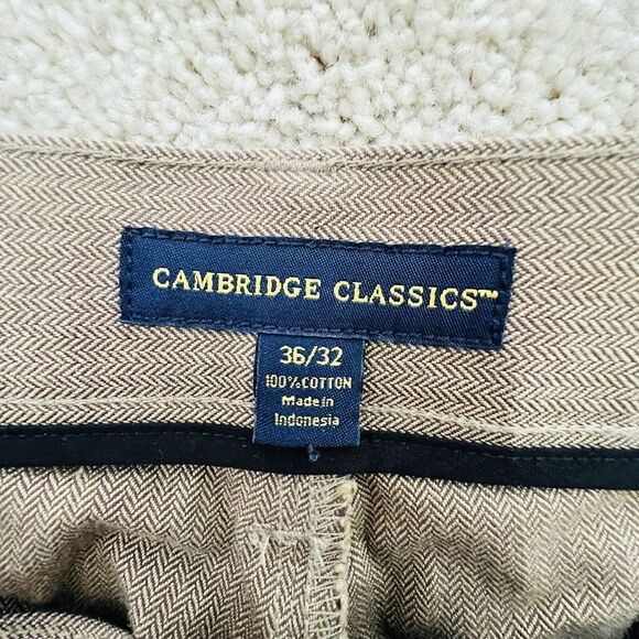 Cambridge Classics Mens Tan Flat Front Dress Pants Size 36x32 - Picture 3 of 5